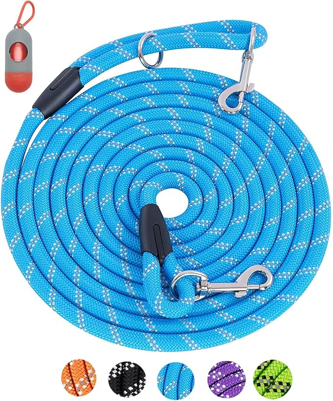 Long Dog Leash for Training - 16FT/30FT/50FT/100FT, Reflective Rope Check Cord, Heavy Duty for Large, Medium, Small Dogs - Walking, Playing, Camping, Yard