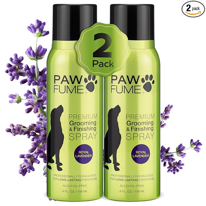PAWFUME Dog Detangler Grooming Spray, Royal Lavender, 2-Pack – Keeps Pups Fresh All Day – Hypoallergenic, Alcohol-Free, Detangling & Moisturizing – Salon-Quality Dog Necessities for Coat & Fur Care