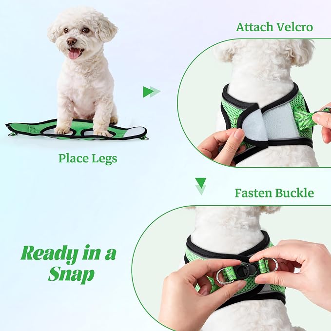YIMEIS Dog Harness and Leash Set, No Pull Soft Mesh Pet Harness, Reflective Adjustable Puppy Vest for Small Medium Large Dogs, Cats (Grass Green, Small (Pack of 1)
