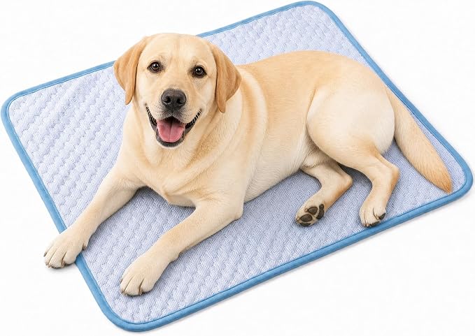 Cooling Mat for Dogs, Dog Cooling Pad 39"x27" Dog Cooling Mat - Gel Free Ice Silk Self-Cooling Pad, Non-Slip Summer Dog Cooling Pad, Washable Cat Cooling Mat, Blue
