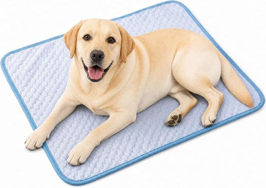 Cooling Mat for Dogs, Dog Cooling Pad 39"x27" Dog Cooling Mat - Gel Free Ice Silk Self-Cooling Pad, Non-Slip Summer Dog Cooling Pad, Washable Cat Cooling Mat, Blue
