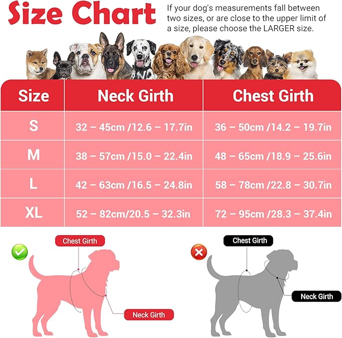 Funfox Dog Harness No Pull, Adjustable Pet Vest Harness, Super Soft Material with Vertical Handle Easy Control, Reflective Night Walking, 2 Leash Clips for Large Dogs, Red, L