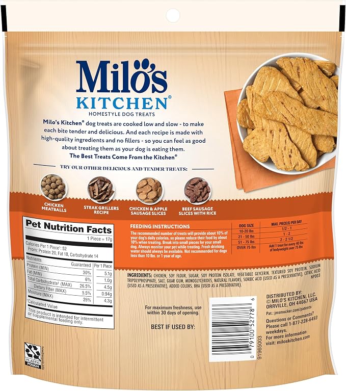 Milo's Kitchen Homestyle Dog Treats, Chicken Jerky, 8.5 Ounce, High Protein, No Artificial Flavors (Pack of 5)