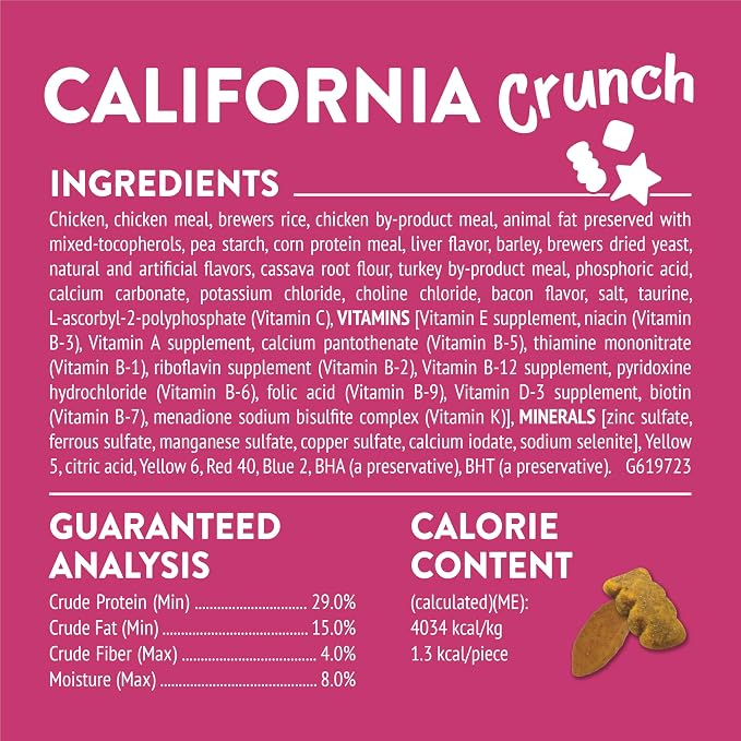 Friskies Purina Party Mix California Crunch with Chicken and Flavors of Turkey and Bacon Cat Treats - 30 oz Canister (Pack of 2)
