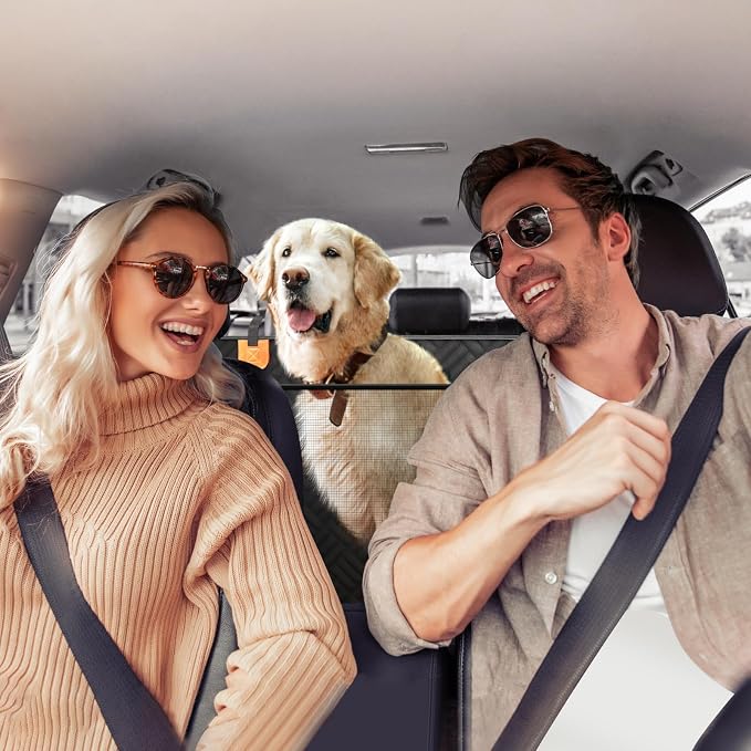 PROZAR Dog Car Seat Cover for Back Seat, Hard Bottom Back Seat Extender, Back Seat Pet Cover for Dogs - Supports 400lbs, Waterproof Heavy Duty Scratch Dog Hammock for Compact Cars/SUVs, 51in