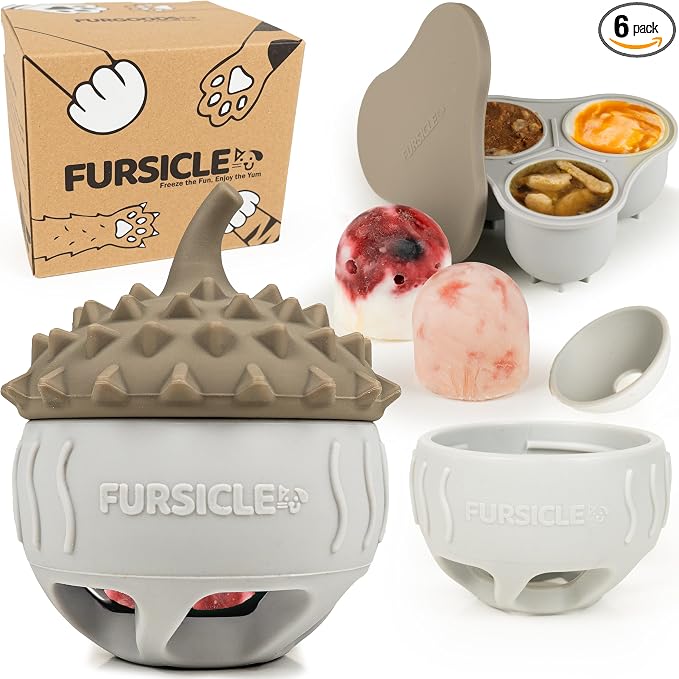 FURSICLE Reinforced Pro. Frozen Dog Treat Toy Ball | Interactive Enrichment Dispenser | Freezable Ice Licking Feeder Keeps Dogs Busy & Calm | Mental Stimulation & Boredom Buster