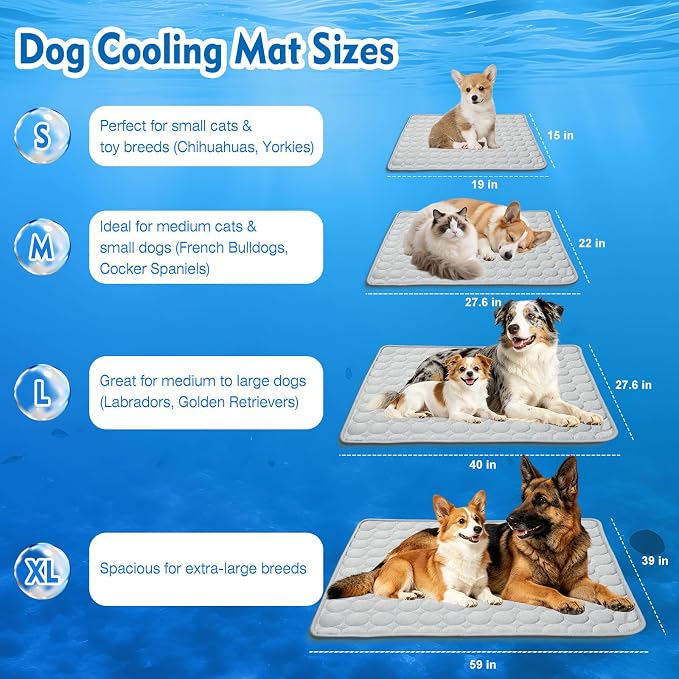 Dog Cooling Mat, Upgraded Arc-Chill Cooling Mat for Dogs Q-Max>0.4, Washable Dog Cooling Pad, Non-Slip Portable Cooling Pad for Dogs, Self-Cooling Bed for Small Medium Large Dogs Cats Indoor Outdoor