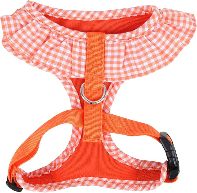 Puppia Vivien Dog Harness Over-the-Head All Season Cute No Pull No Choke Walking Training Adjustable for Small Dog, Orange, Medium