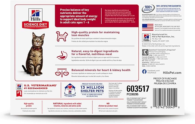 Hill's Science Diet Adult 1-6 Wet Cat Food Variety Pack, Chicken, Tuna, & Ocean Fish, 5.5 oz. Cans, 12-Pack