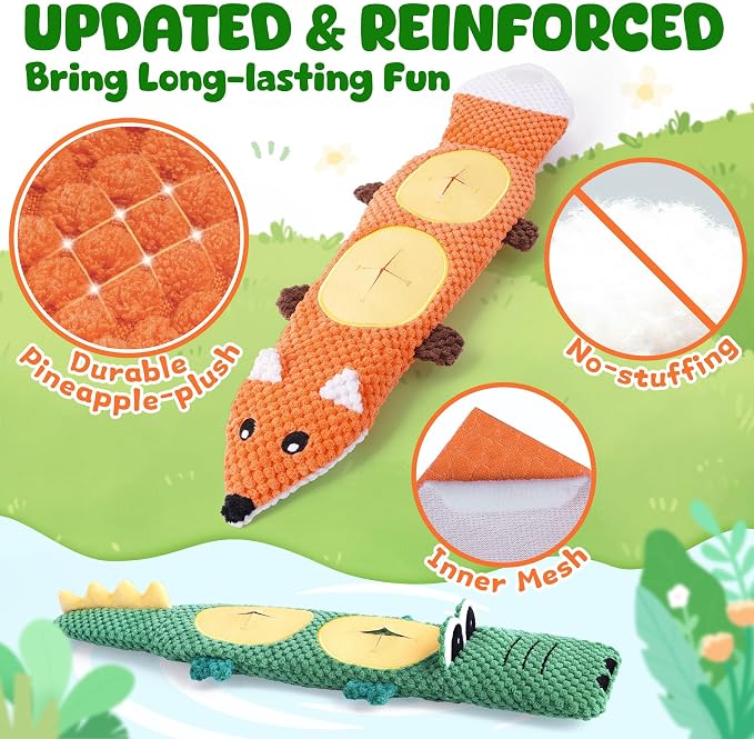 XIUGOAL Dog Toys for Aggressive Chewers, 2 Pack No Stuffing Dog Toys for Boredom and Teething, Squeaky Chew Toy for Small, Medium Breed to Keep Them Busy