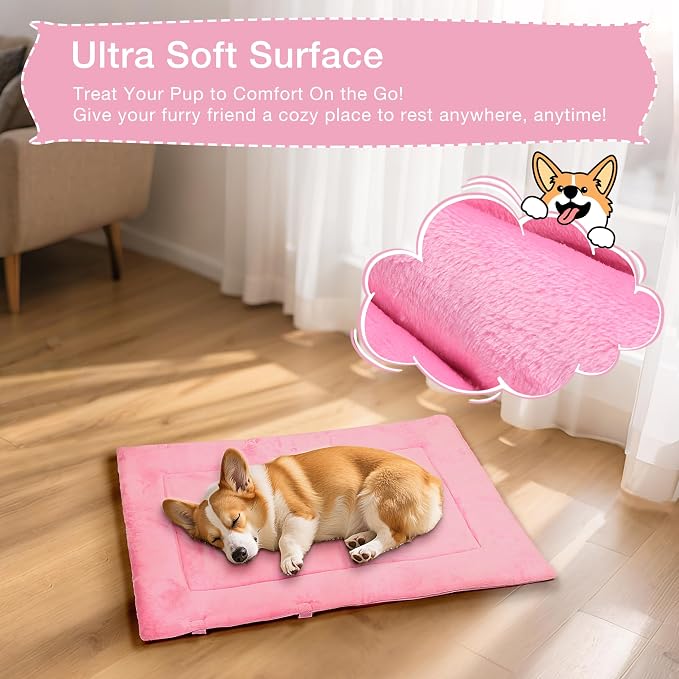 Kritter Planet Waterproof Foldable Dog Bed Pad for Camping & Travel, Portable Roll-Up Dog Bed Car Seat Pet Cushion Mat with Handles for Medium & Large Dogs, Indoor & Outdoor Use