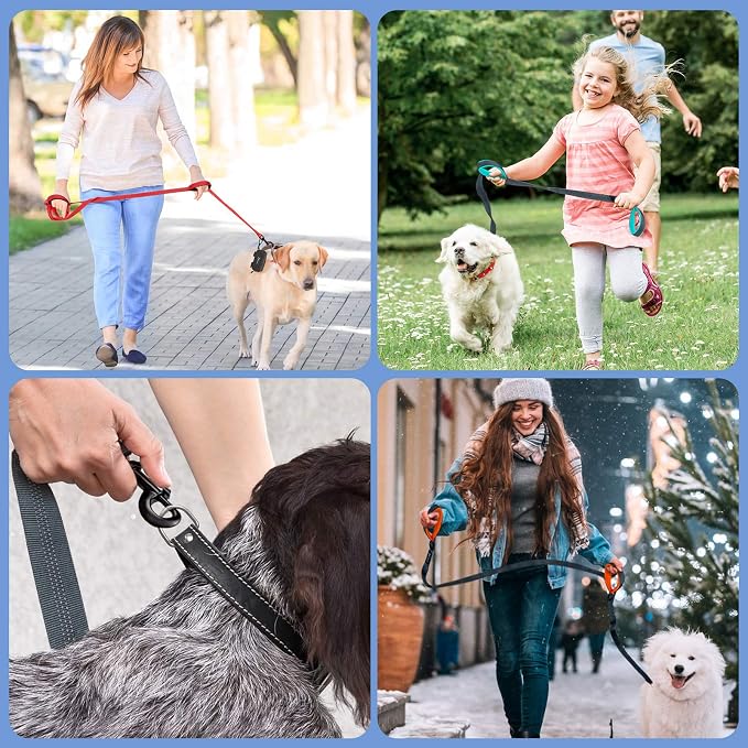 Dog Leash for Large Medium Dogs 6Ft x 1" Reflective Stitching Large Leash with 2 Traffic Padded Handles Dog Lead Rope for Running Walking Training (Light Pink 1 Pack)