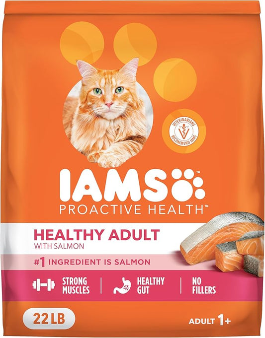 IAMS Proactive Health Dry Cat Food, Healthy Cat Food Dry Recipe for Adults, with Real Salmon, 22 lb. Bag