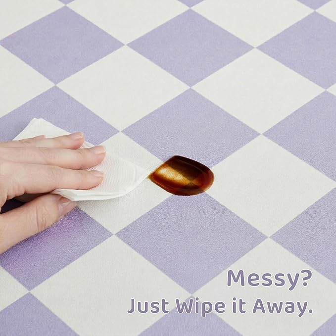Checkered Dog Feeding Mat, Absorbent Mats for Dog Food and Water Bowl, Dispenser, Aesthetic Purple Checkerboard Pet Placemat for Dogs, Cats, Puppy Accessories (Purple, 12 x 19)