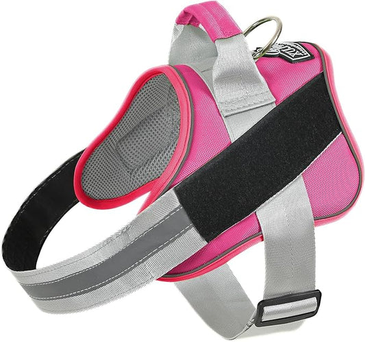 Dog Harness, No-Pull Reflective Dog Vest, Breathable Adjustable Pet Harness with Handle for Outdoor Walking - No More Pulling, Tugging or Choking (Fuchsia, XX-Large (Pack of 1))