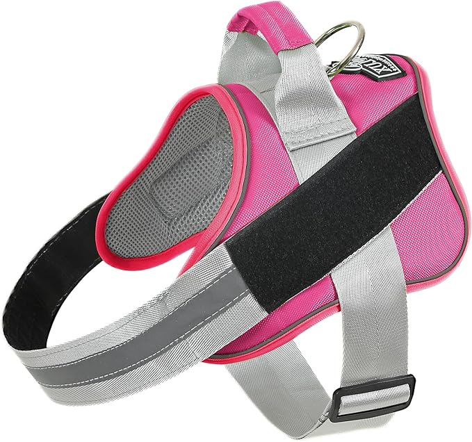 Dog Harness, No-Pull Reflective Dog Vest, Breathable Adjustable Pet Harness with Handle for Outdoor Walking - No More Pulling, Tugging or Choking (Fuchsia, Large (Pack of 1))