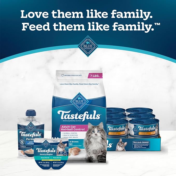 Blue Buffalo Tastefuls Chicken & Brown Rice Recipe Adult Dry Cat Food Hairball Control, Real Chicken First, Deliciously Healthy Natural Cat Food, Supports Digestive Care and Coat Health, 7 lbs.