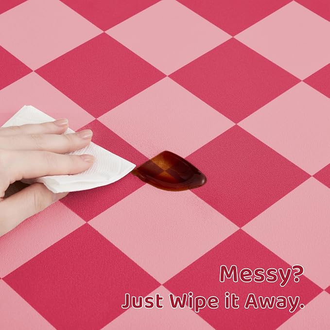 Checkered Dog Feeding Mat, Absorbent Mats for Dog Food and Water Bowl, Dispenser, Aesthetic Hot Pink Checkerboard Pet Placemat for Dogs, Cats, Puppy Accessories (Coral, 16 x 24)