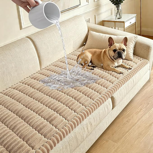 Waterproof Couch Cover for Dogs Washable,Non Slip Fuzzy Durable Couch Covers for 3 Cushion Sofa Pet Friendly Sofa Cover Dog Thick Soft Slipcovers Protector Couches Mat Bed (Brown, 27.6" x 70.9")