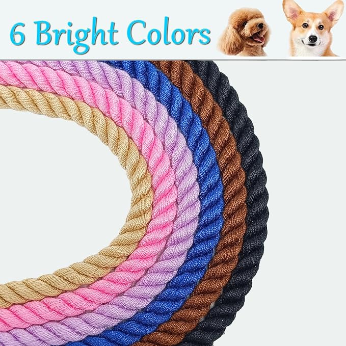 5 FT Puppy Leash for Small Dogs - 1/5" Lightweight & Soft Cotton Braided Rope Dog Leash for Tiny Breeds/Cats Daily Walks Training, Blue