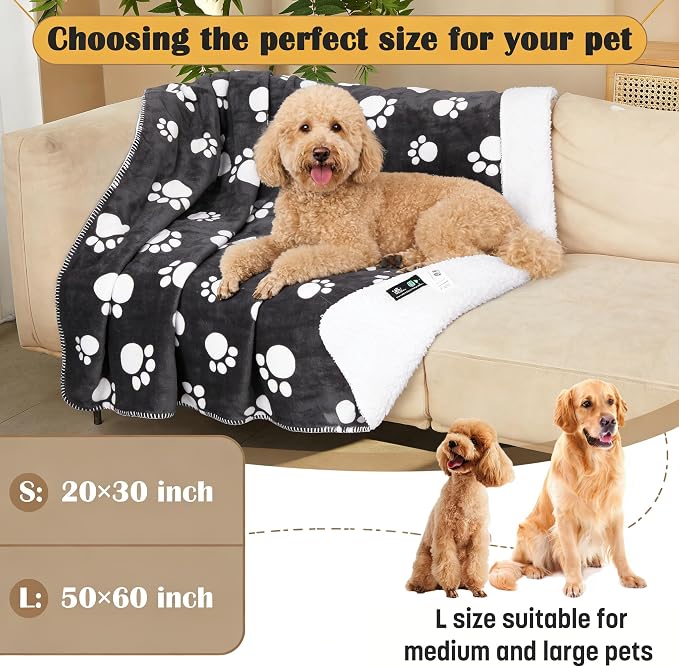 Kritter Planet Waterproof Pet Blanket - Soft Sherpa Dog Blanket, Washable Leakproof Blanket for Pets, Waterproof Pad for Dogs & Cats