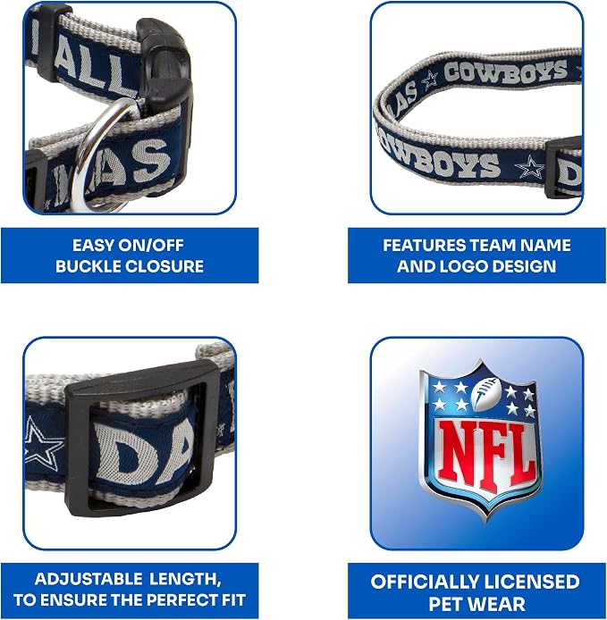 Pets First NFL Dallas Cowboys Licensed PET COLLAR, Extra Large - Heavy-Duty, Strong, and Durable Dog Collar. Available in 31 Football Teams and 4 Sizes