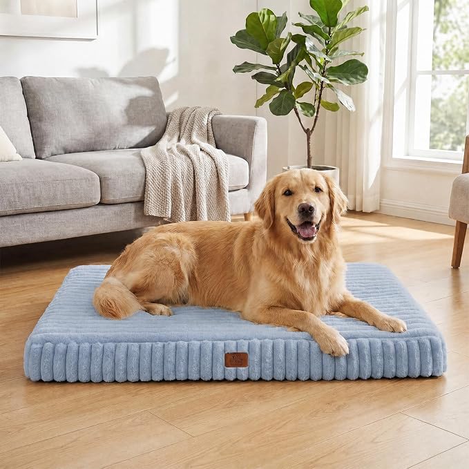 Orthopedic Dog Bed for XXL Jumbo Dog, Waterproof Pet Bed,Non-Slip Bottom and Egg-Crate Foam with Removable Washable Cover Crate Bed,Blue,47"x29"x4"