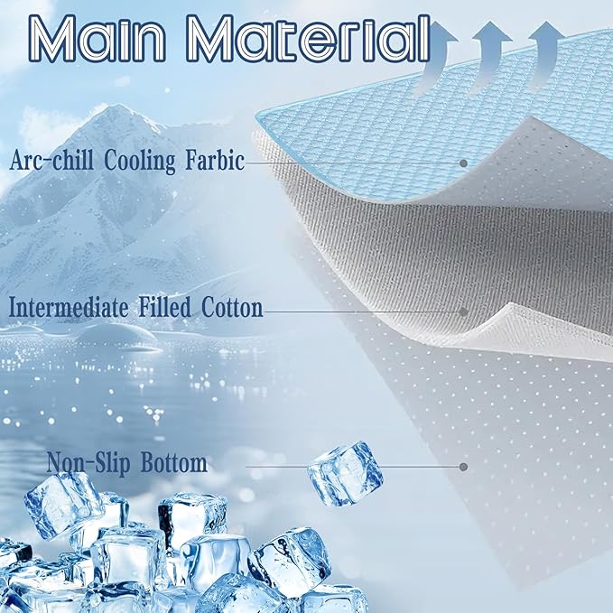 Dog Cooling Mat Thicken Cooling Mat for Dogs Self Cooling Chew Proof Dog Bed Mats Non-Slip Dog Bed Mats (Q-Max>0.5) for Indoor & Outdoor Car Seats