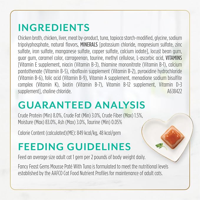 Fancy Feast Gems Pate Cat Food Mousse with Tuna and a Halo of Savory Gravy Cat Food - 4 oz. Boxes,(Pack of 16)