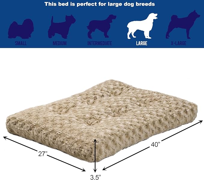 MidWest Homes for Pets Large QuietTime Deluxe Mocha Ombré Swirl Plush Pet Bed, Machine Washable, Non-Skid Bottom, Soft Crate Mat for 42-inch Crates