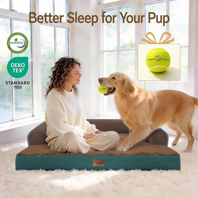 Comfort Expression Dog Bed Large Size Dog - XL Pet Bed Waterproof Orthopedic Pet Couch Memory Foam Sofa Bolster with Removable Cover - 42 x 30