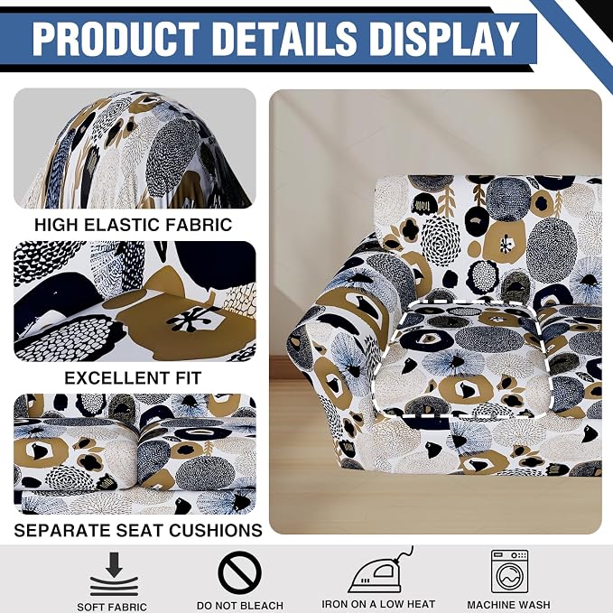 4 Piece Couch Cover Sofa Covers for 3 Cushion Couch Sofa,Stretch Furniture Protector Slipcover for Dogs with Individual Couch Cushion Covers,Washable Sofa Covers for Living Room