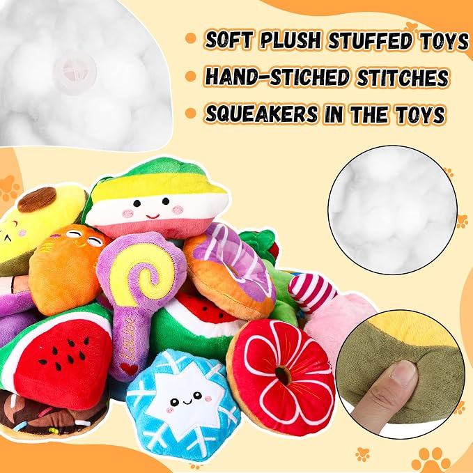 Hungdao 80 Pcs Dog Squeaky Toys Bulk for Small Dog Cute Plush Stuffed Puppy Chew Teething Toys Pet Bundle Easter Gift for Chewing Cleaning & Interactive Play(Vivid Style)