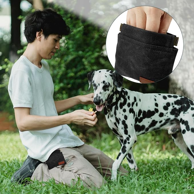 1 Pcs Pocket Pet Training Pouch,Dog Treat Pouch for Portable Pet Dog Walking Bag for Travel or Outdoor Use (Black)