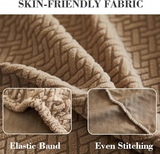 Sofa Covers Couch Covers for Sofa Pet Friendly Couch Cushion Covers Universal Sofa Covers Washable Stretch Slipcovers for Sectional Sofa (Texture Light Coffee,Chaise Cover)