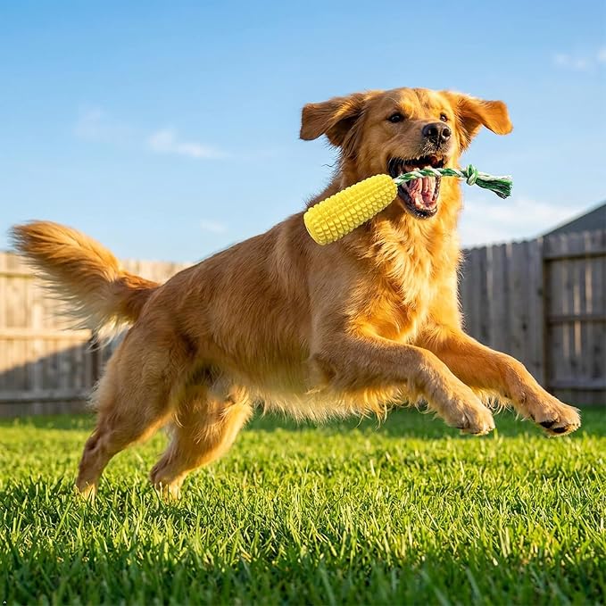 Carllg Dog Chew Toys for Aggressive Chewers, Indestructible Tough Durable Squeaky Interactive Dog Toys, Puppy Teeth Chew Corn Stick Toy for Small Medium Large Breed
