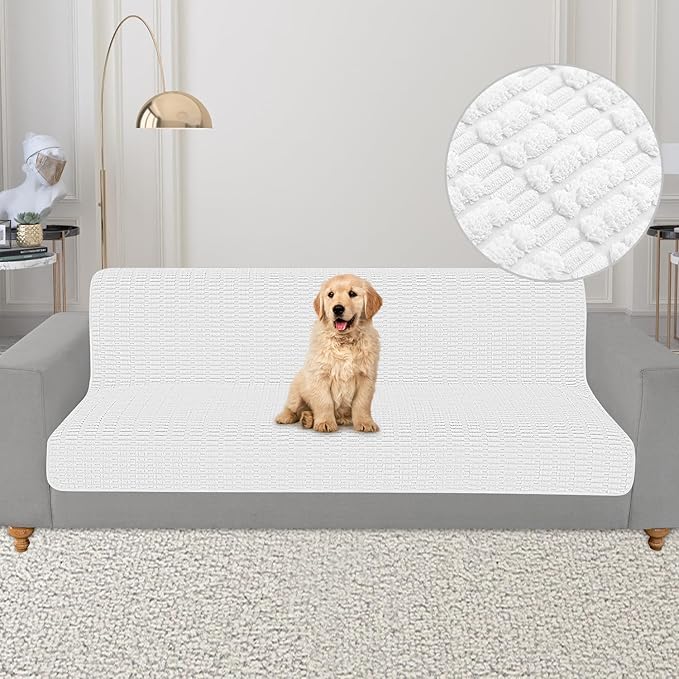 Foxdecor Couch Cover Sofa Covers Washable, Dog Bed Cover Couch Covers for 3 Cushion Couch Sofa Pet Friendly, Dog Couch Cover Furniture Covers for Pets.(White 58x82 inch)