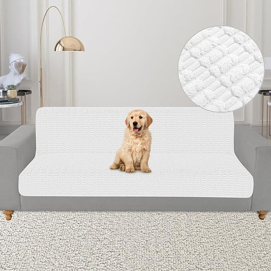 Foxdecor Couch Cover Sofa Covers Washable, Dog Bed Cover Couch Covers for 3 Cushion Couch Sofa Pet Friendly, Dog Couch Cover Furniture Covers for Pets.(White 58x82 inch)