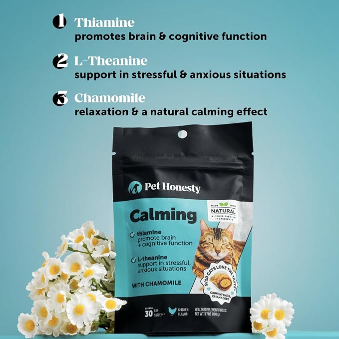 Calming Chews for Cats - Cat Anxiety Relief + Helps Reduce Stress - Behavioral Support & Promotes Relaxation for Travel, Boarding, Vet Visits, Separation Anxiety - Chicken (90-Day Supply)