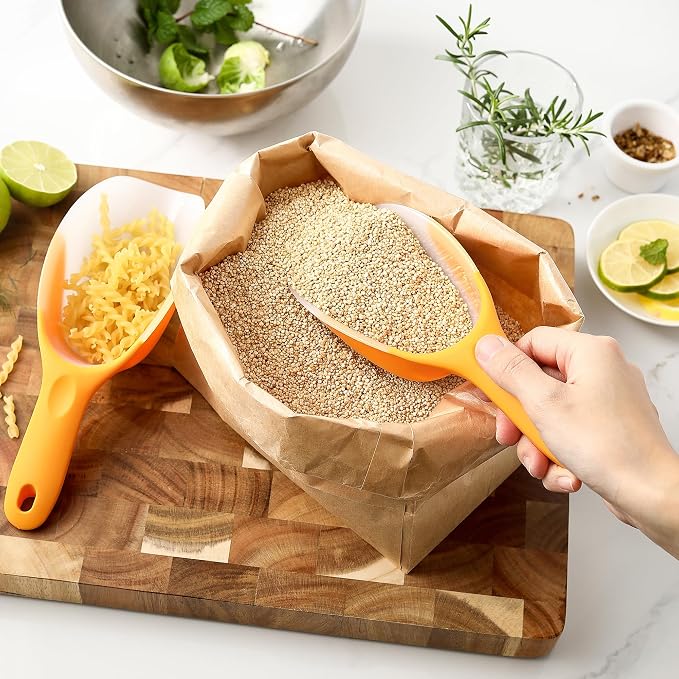 Spring Chef Magnetic Ice Scoop for Ice Machine - BPA-Free Flexi-Plastic Food Scooper with Soft Grip Handle - Kitchen Scoop for Popcorn, Pet Food, Flour, Grains - Dishwasher Safe Scooper - Mango