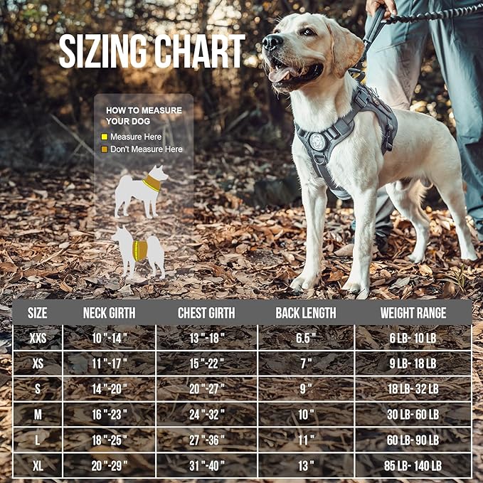OneTigris Tactical Dog Training Vest No Pull Harness for Dogs,Adjustable Dog Hiking Harness Working Vest(Grey, Large)