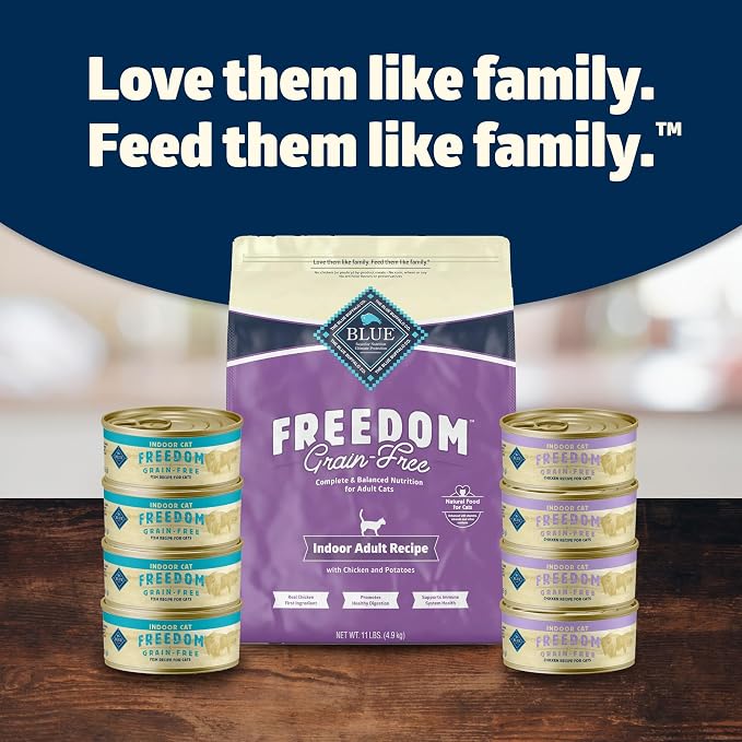 Blue Buffalo Freedom Grain-Free Adult Wet Cat Food, Complete & Balanced Nutrition for Indoor Cats, Made with Natural Ingredients, Chicken Recipe, 3-oz. Cans (24 Count)