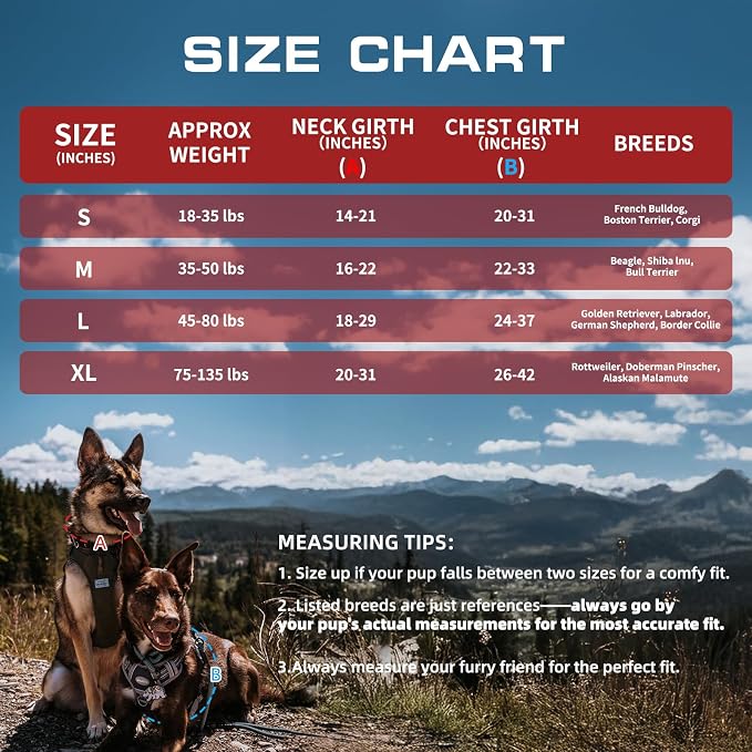AUROTH Tactical Dog Harness for Large Dogs No Pull Adjustable Pet Harness Reflective K9 Working Training Easy Control Pet Vest Military Service Dog Harnesses Red M