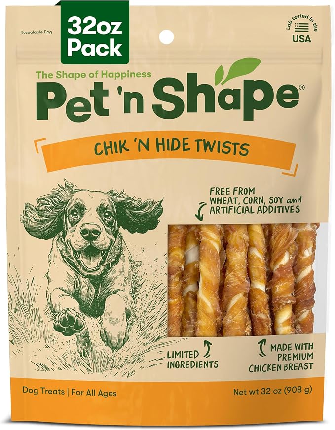 Pet 'n Shape Hide Twists – Chicken Wrapped Rawhide Dog Treats - Small Twist - 2 Pounds