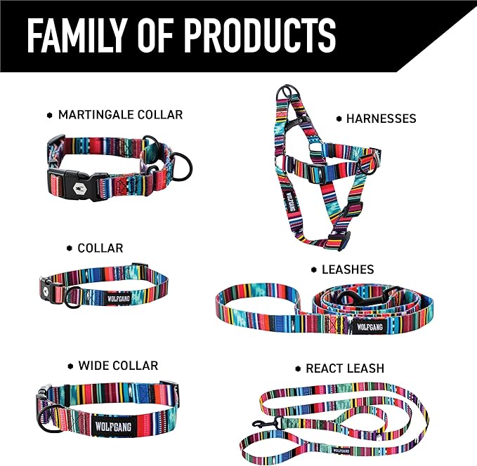 Wolfgang Heavy Duty, Adjustable Dog Collar with Quick Release Nylon Buckle for Walking & Training, Quetzal Print, Large