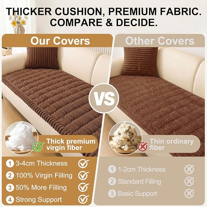 Smiry Couch Cover for Dogs, Non Slip Washable Sofa Protector for Pets, Soft Furniture Cover for Pet, Stylish Sofa Covers, Cozy Protect Against Fur, Dirt & Everyday Messes (Brown, 27.6" x 47")