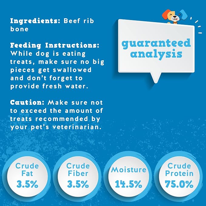Jack&Pup Rib Bones for Dogs (24 Oz Bag) – Natural Single Ingredient Beef Bones for Dogs, High Protein, Flavorful Rib Bone Bites