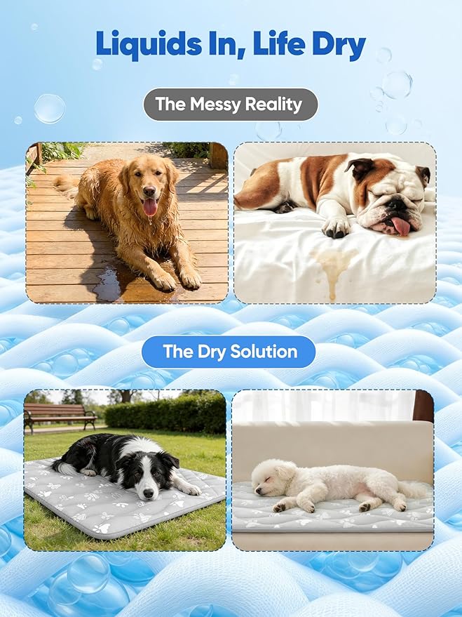 Rywell Super-Absorbent Cooling Mat for Dogs 59"x40" Arc-Chill 3.0 & Color-Changing Dog Cooling Mat, Stay Cool & Dry, Washable, Non-Slip Pet Bed Mat for Floors, Sofas, Kennels