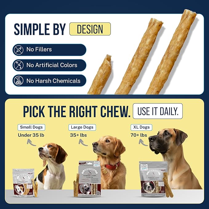 Tartar Shield® Soft Rawhide Dental Chews for Small Dogs | VOHC Accepted | Reduces Tartar, Controls Plaque & Freshens Breath | Vet Recommended | Bacon Flavor | USA Made | 30 Count