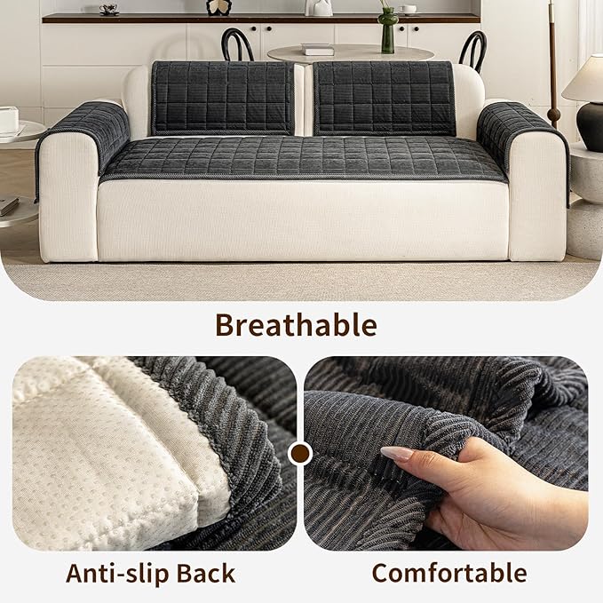 Couch Covers for Dogs Washable, 27.6"x82.7" Non Slip Couch Covers for Loveseat Sofa Pet Friendly, Soft Fuzzy Sofa Covers for Pet, Dog Couch Cover Furniture Protector(1PC,Dark Grey)